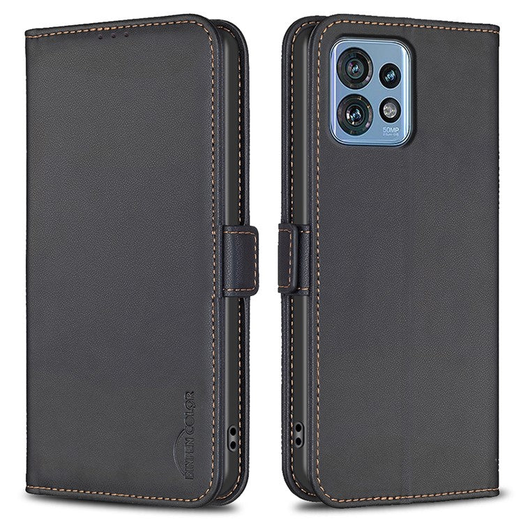 BINFEN COLOR BF31 For Motorola Edge 40 Pro 5G / Edge+ (2023) / Moto X40 5G Case with Wallet Stand PU Leather Flip Phone Cover - Black