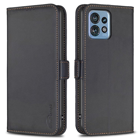 BINFEN COLOR BF31 For Motorola Edge 40 Pro 5G / Edge+ (2023) / Moto X40 5G Case with Wallet Stand PU Leather Flip Phone Cover - Black