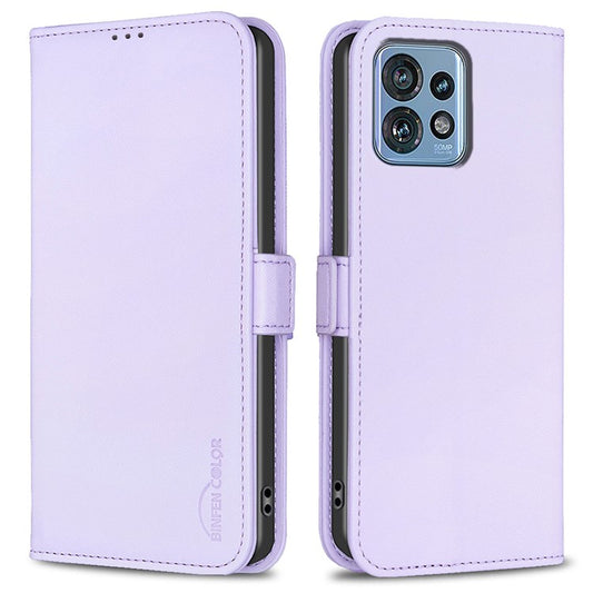 BINFEN COLOR BF31 For Motorola Edge 40 Pro 5G / Edge+ (2023) / Moto X40 5G Case with Wallet Stand PU Leather Flip Phone Cover - Purple