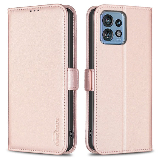 BINFEN COLOR BF31 For Motorola Edge 40 Pro 5G / Edge+ (2023) / Moto X40 5G Case with Wallet Stand PU Leather Flip Phone Cover - Pink