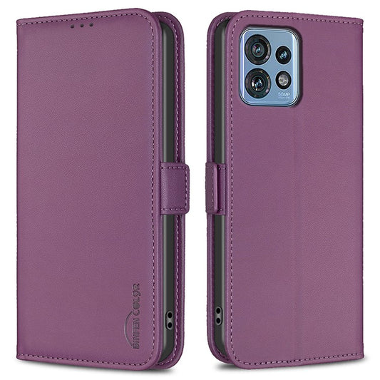 BINFEN COLOR BF31 For Motorola Edge 40 Pro 5G / Edge+ (2023) / Moto X40 5G Case with Wallet Stand PU Leather Flip Phone Cover - Dark Purple