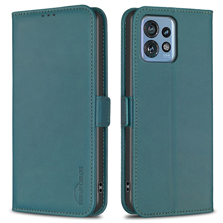 BINFEN COLOR BF31 For Motorola Edge 40 Pro 5G / Edge+ (2023) / Moto X40 5G Case with Wallet Stand PU Leather Flip Phone Cover - Green