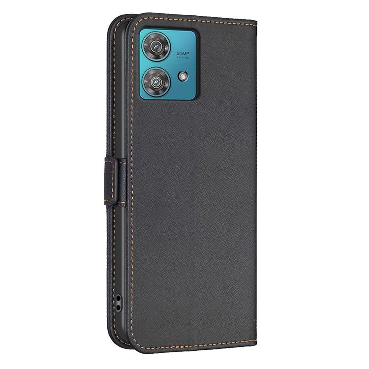 BINFEN COLOR BF31 For Motorola Edge 40 Neo 5G Case with Wallet Stand PU Leather Flip Phone Cover - Black