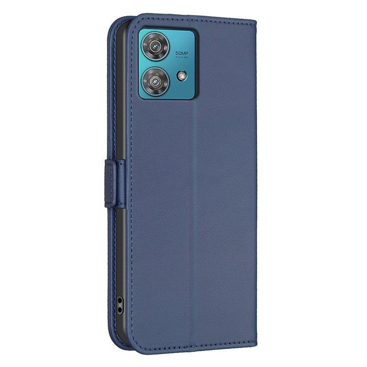 BINFEN COLOR BF31 For Motorola Edge 40 Neo 5G Case with Wallet Stand PU Leather Flip Phone Cover - Blue