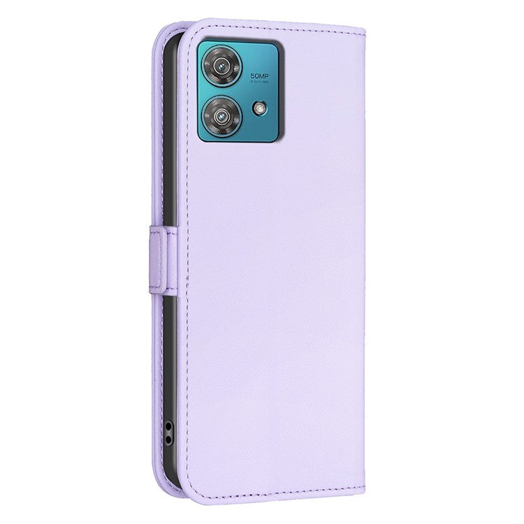 BINFEN COLOR BF31 For Motorola Edge 40 Neo 5G Case with Wallet Stand PU Leather Flip Phone Cover - Purple