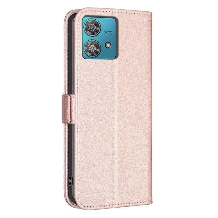 BINFEN COLOR BF31 For Motorola Edge 40 Neo 5G Case with Wallet Stand PU Leather Flip Phone Cover - Pink