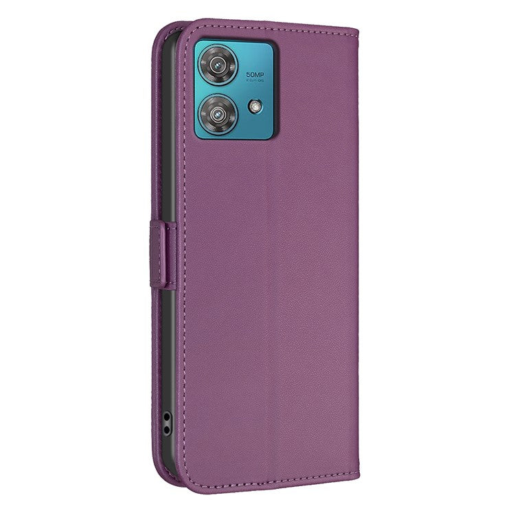 BINFEN COLOR BF31 For Motorola Edge 40 Neo 5G Case with Wallet Stand PU Leather Flip Phone Cover - Dark Purple