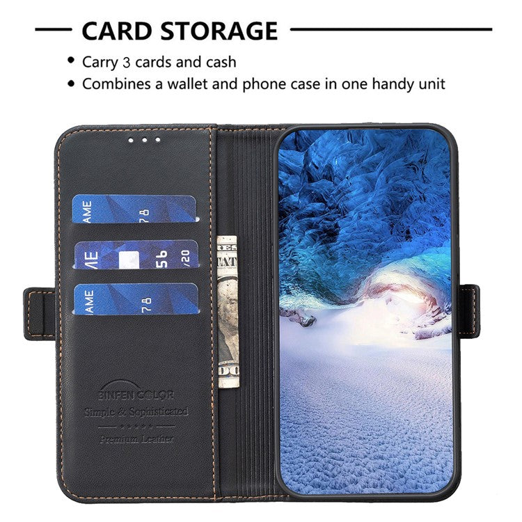 BINFEN COLOR BF31 For Motorola Edge 40 5G Case with Wallet Stand PU Leather Flip Phone Cover - Black