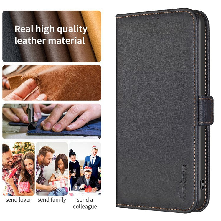 BINFEN COLOR BF31 For Motorola Edge 40 5G Case with Wallet Stand PU Leather Flip Phone Cover - Black