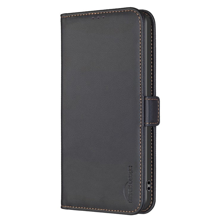 BINFEN COLOR BF31 For Motorola Edge 40 5G Case with Wallet Stand PU Leather Flip Phone Cover - Black
