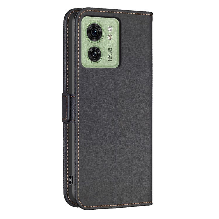 BINFEN COLOR BF31 For Motorola Edge 40 5G Case with Wallet Stand PU Leather Flip Phone Cover - Black