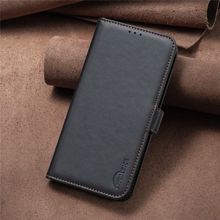 BINFEN COLOR BF31 For Motorola Edge 40 5G Case with Wallet Stand PU Leather Flip Phone Cover - Black