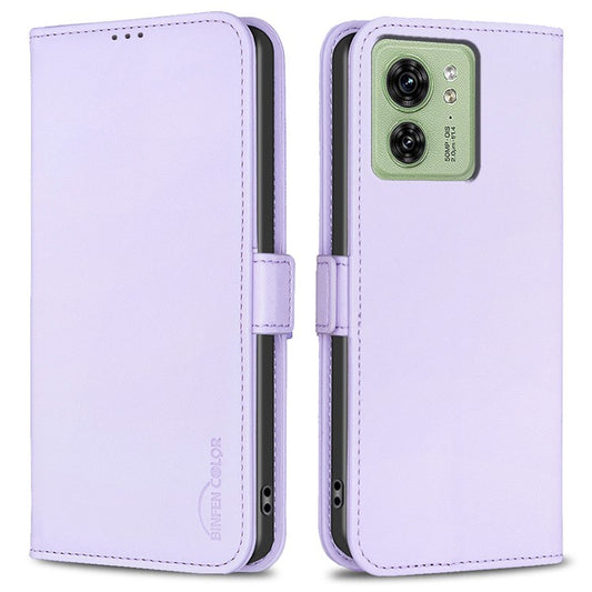 BINFEN COLOR BF31 For Motorola Edge 40 5G Case with Wallet Stand PU Leather Flip Phone Cover - Purple
