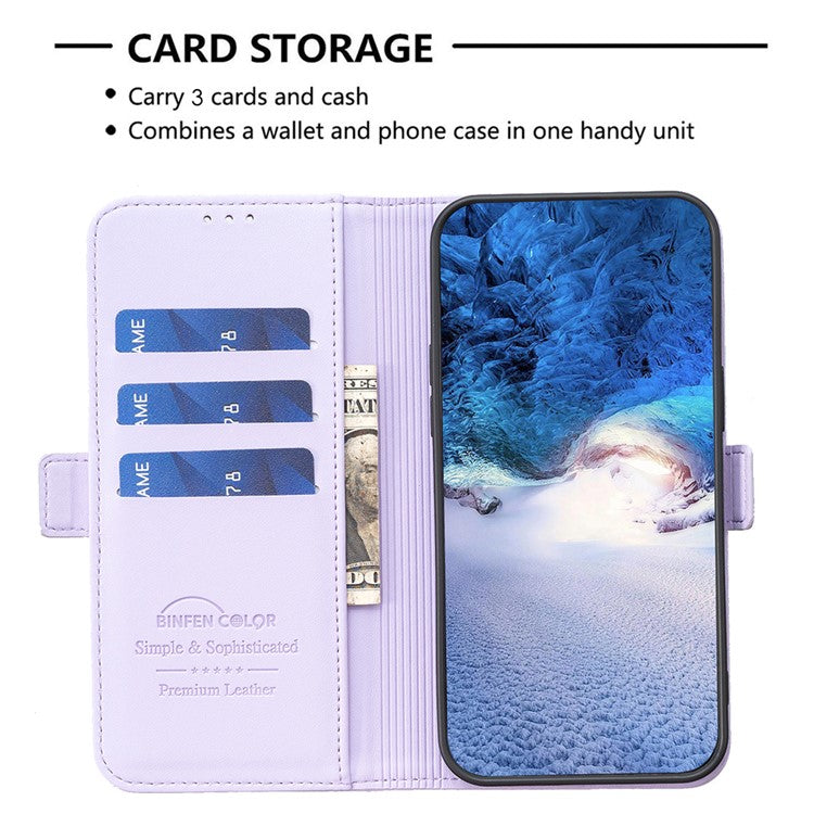 BINFEN COLOR BF31 For Motorola Edge 40 5G Case with Wallet Stand PU Leather Flip Phone Cover - Purple