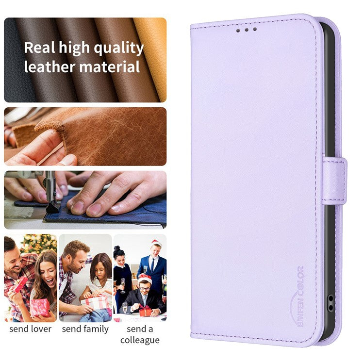 BINFEN COLOR BF31 For Motorola Edge 40 5G Case with Wallet Stand PU Leather Flip Phone Cover - Purple