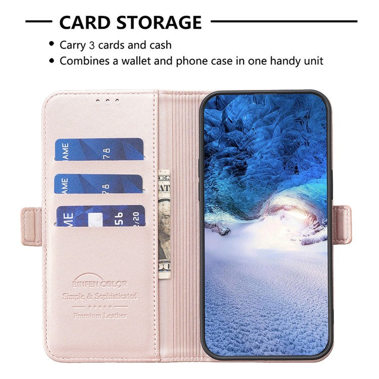 BINFEN COLOR BF31 For Motorola Edge 40 5G Case with Wallet Stand PU Leather Flip Phone Cover - Pink