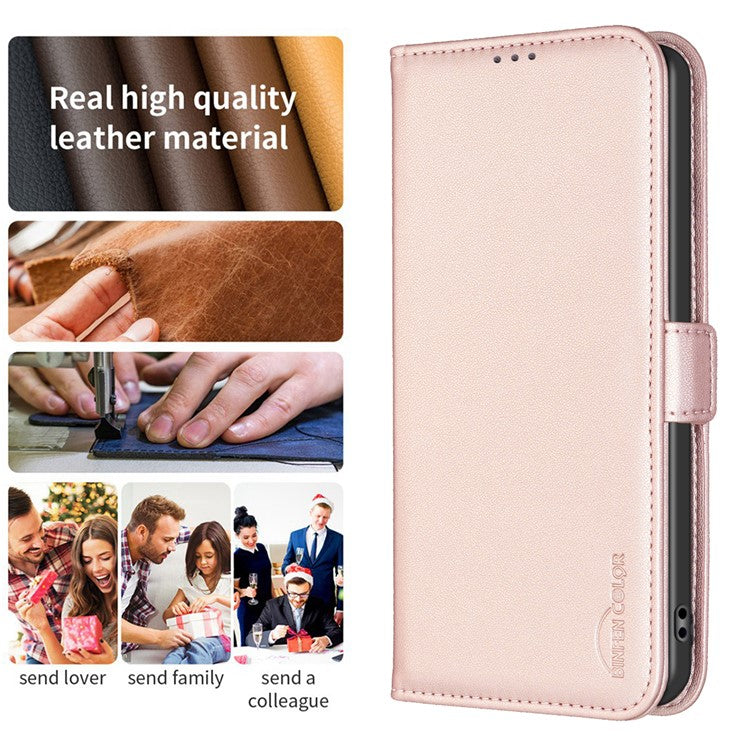 BINFEN COLOR BF31 For Motorola Edge 40 5G Case with Wallet Stand PU Leather Flip Phone Cover - Pink