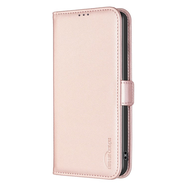 BINFEN COLOR BF31 For Motorola Edge 40 5G Case with Wallet Stand PU Leather Flip Phone Cover - Pink