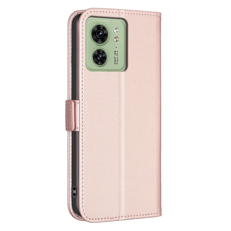 BINFEN COLOR BF31 For Motorola Edge 40 5G Case with Wallet Stand PU Leather Flip Phone Cover - Pink