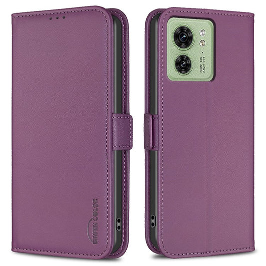 BINFEN COLOR BF31 For Motorola Edge 40 5G Case with Wallet Stand PU Leather Flip Phone Cover - Dark Purple