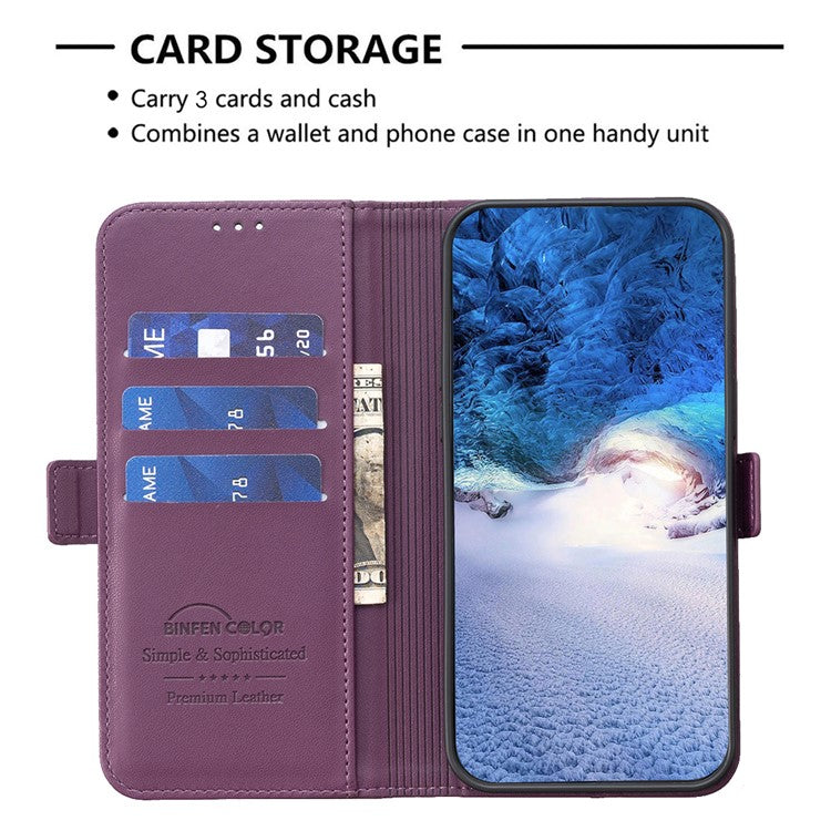 BINFEN COLOR BF31 For Motorola Edge 40 5G Case with Wallet Stand PU Leather Flip Phone Cover - Dark Purple