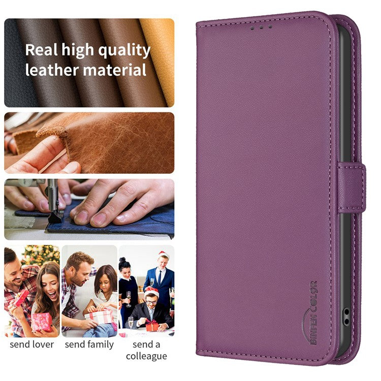 BINFEN COLOR BF31 For Motorola Edge 40 5G Case with Wallet Stand PU Leather Flip Phone Cover - Dark Purple