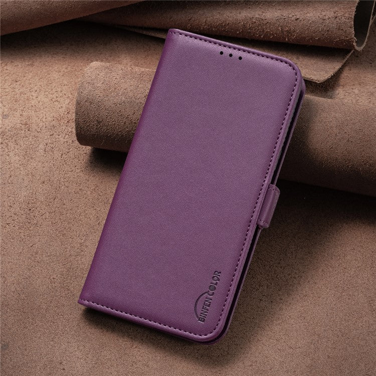 BINFEN COLOR BF31 For Motorola Edge 40 5G Case with Wallet Stand PU Leather Flip Phone Cover - Dark Purple
