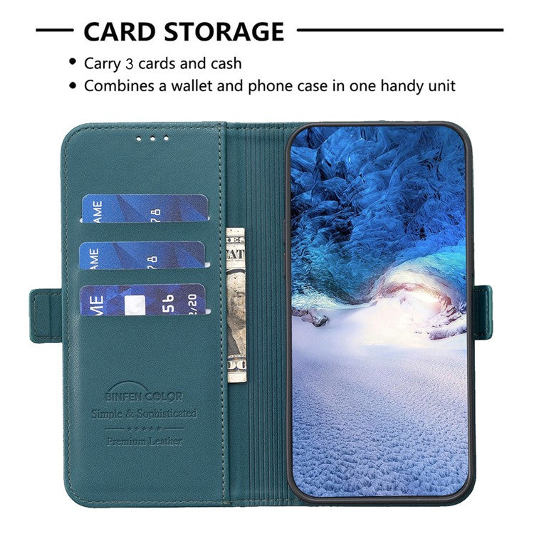 BINFEN COLOR BF31 For Motorola Edge 40 5G Case with Wallet Stand PU Leather Flip Phone Cover - Green