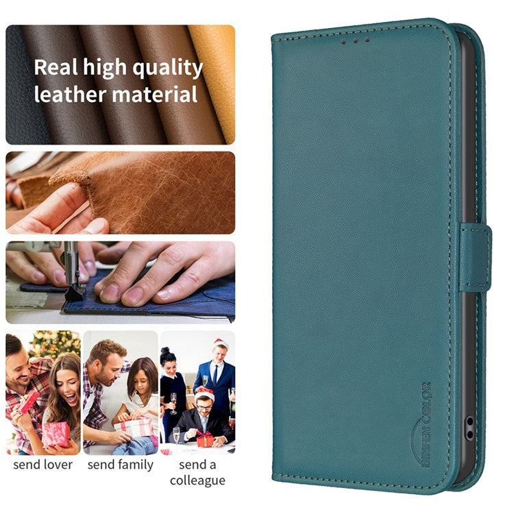 BINFEN COLOR BF31 For Motorola Edge 40 5G Case with Wallet Stand PU Leather Flip Phone Cover - Green
