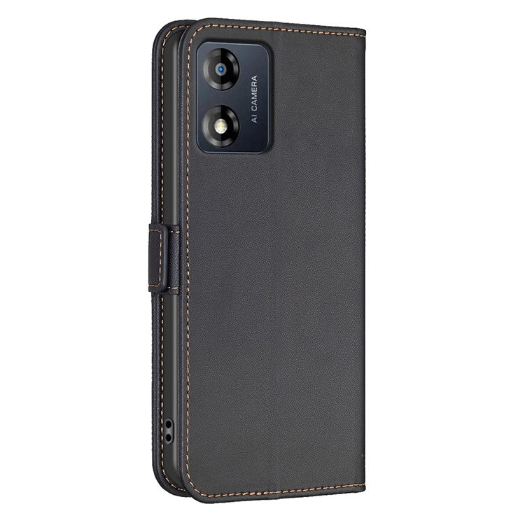 BINFEN COLOR BF31 For Motorola Moto E13 4G Case with Wallet Stand PU Leather Flip Phone Cover - Black