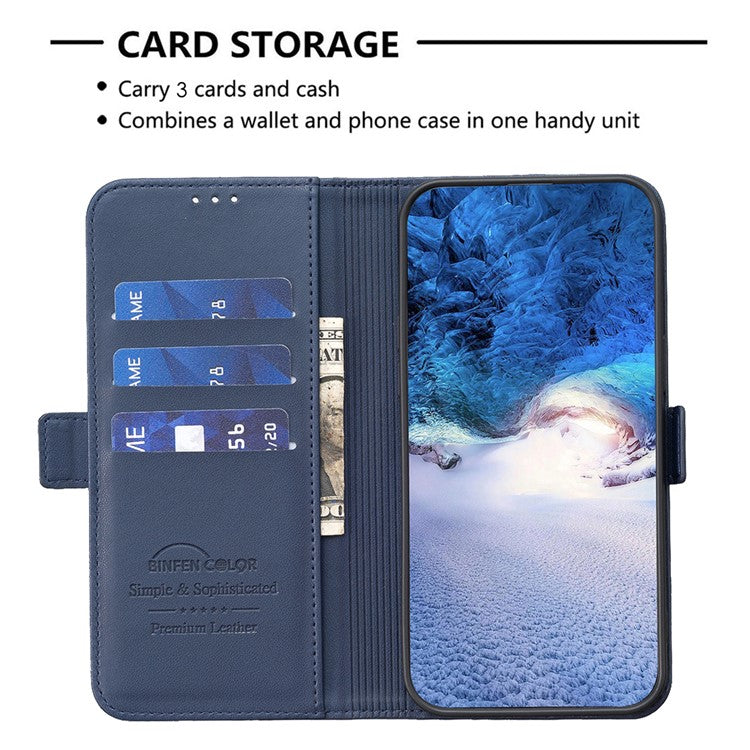 BINFEN COLOR BF31 For Motorola Moto E13 4G Case with Wallet Stand PU Leather Flip Phone Cover - Blue