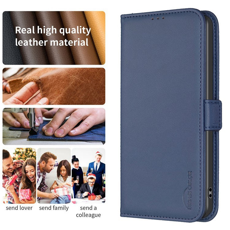 BINFEN COLOR BF31 For Motorola Moto E13 4G Case with Wallet Stand PU Leather Flip Phone Cover - Blue