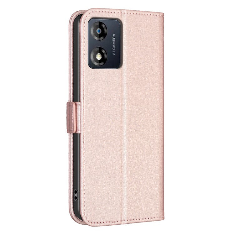 BINFEN COLOR BF31 For Motorola Moto E13 4G Case with Wallet Stand PU Leather Flip Phone Cover - Pink
