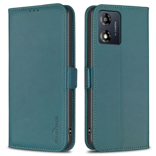BINFEN COLOR BF31 For Motorola Moto E13 4G Case with Wallet Stand PU Leather Flip Phone Cover - Green