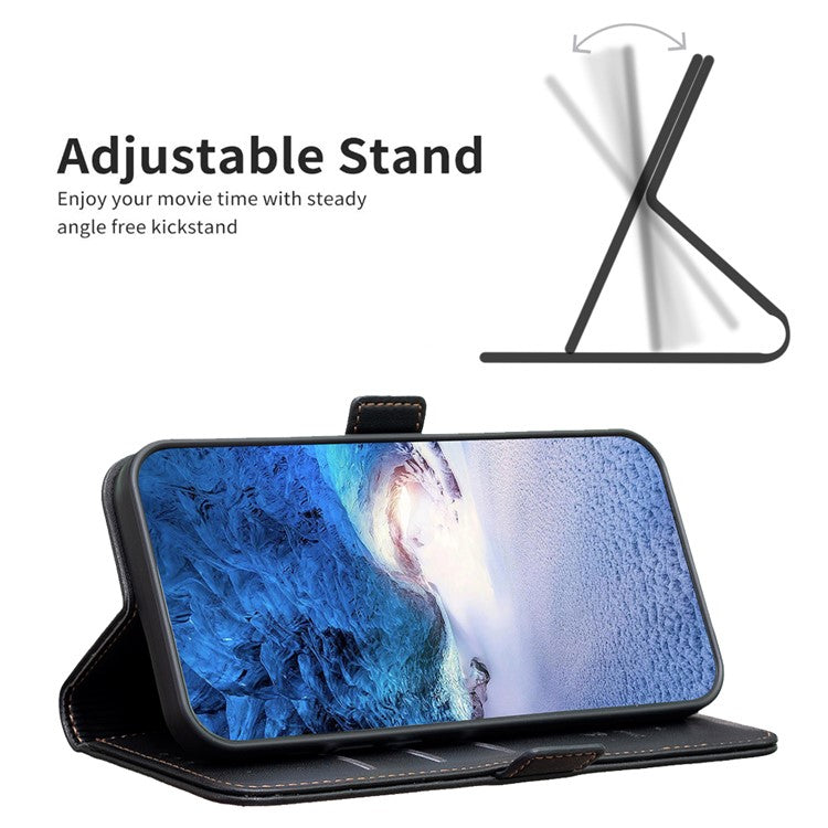 BINFEN COLOR BF31 For Motorola Moto G13 4G / G23 4G / G53 5G Case with Wallet Stand PU Leather Flip Phone Cover - Black