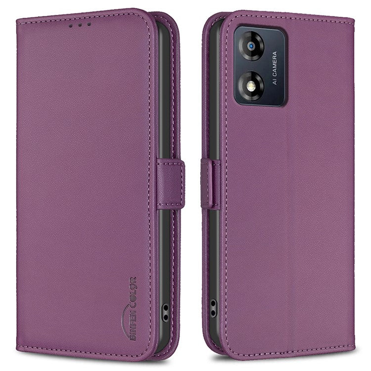 BINFEN COLOR BF31 For Motorola Moto G13 4G / G23 4G / G53 5G Case with Wallet Stand PU Leather Flip Phone Cover - Dark Purple