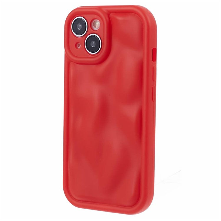 WD Series For iPhone 14 TPU Case Solid Color Rubberized Concave Convex Phone Shell - Red