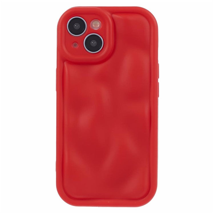 WD Series For iPhone 14 TPU Case Solid Color Rubberized Concave Convex Phone Shell - Red