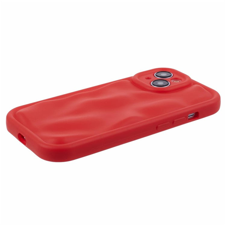 WD Series For iPhone 14 TPU Case Solid Color Rubberized Concave Convex Phone Shell - Red