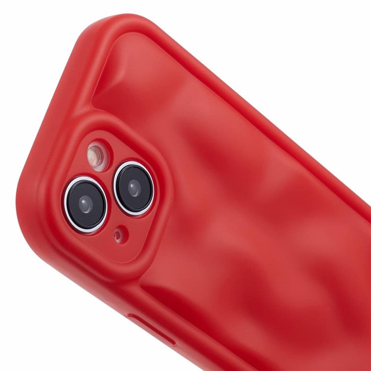 WD Series For iPhone 14 TPU Case Solid Color Rubberized Concave Convex Phone Shell - Red