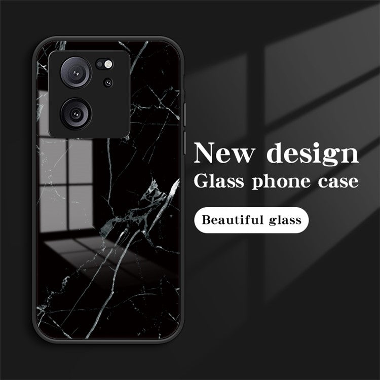 Xiaomi 13T / 13T Pro / Redmi K60 Ultra Cover Marble Pattern PC+TPU+Tempered Glass Mobile Phone Shell - Blood Red Marble