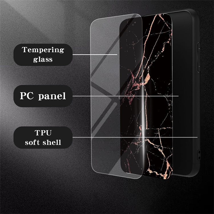 Xiaomi 13T / 13T Pro / Redmi K60 Ultra Cover Marble Pattern PC+TPU+Tempered Glass Mobile Phone Shell - Blood Red Marble
