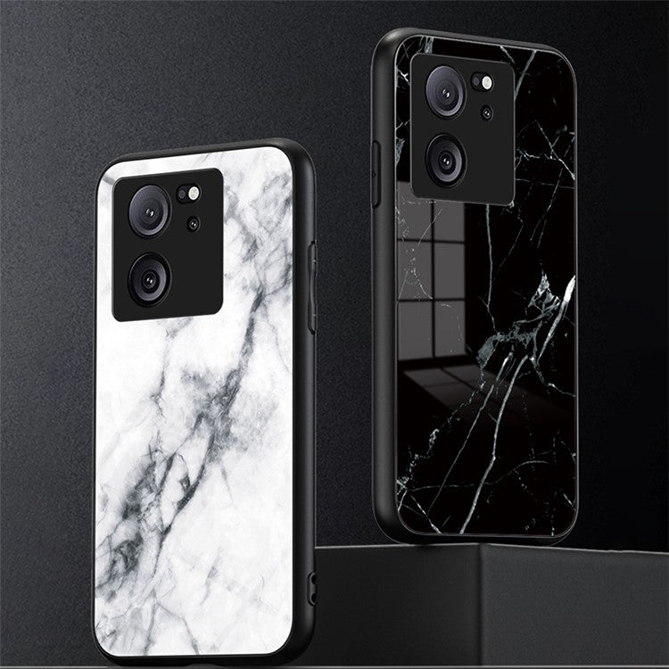 Xiaomi 13T / 13T Pro / Redmi K60 Ultra Cover Marble Pattern PC+TPU+Tempered Glass Mobile Phone Shell - Blood Red Marble