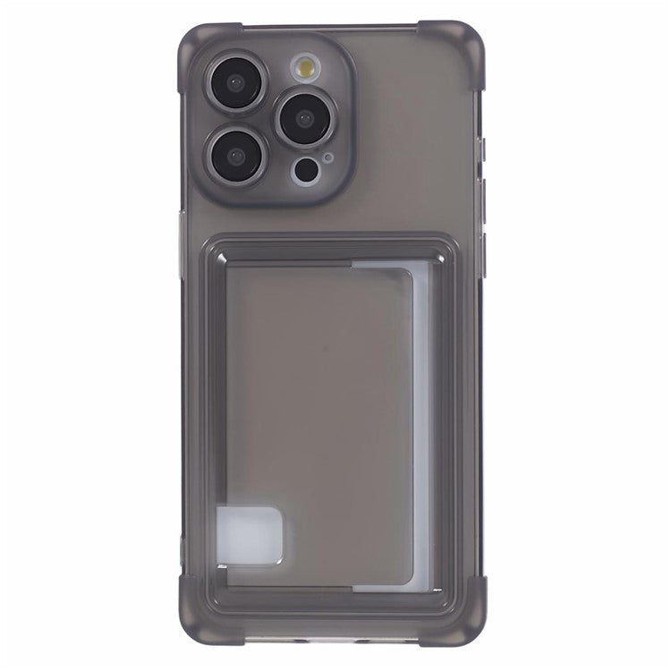 HRX Series for iPhone 14 Pro Max TPU Case with Card Holder Four Corner Protection - Transparent Black