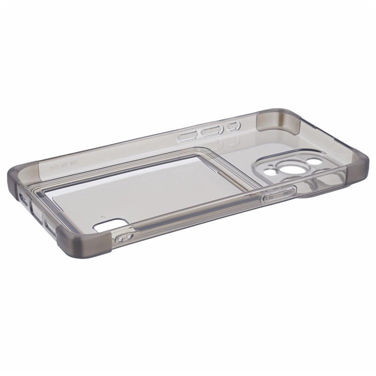 HRX Series for iPhone 14 Pro Max TPU Case with Card Holder Four Corner Protection - Transparent Black