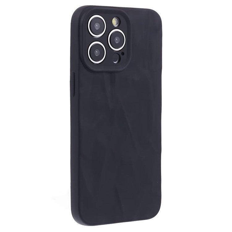 HRX Series For iPhone 14 Pro Max Case Solid Color Wrinkle Protective Back Cover - Black
