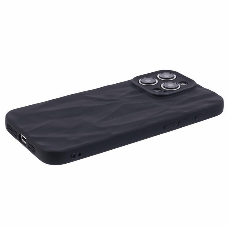 HRX Series For iPhone 14 Pro Max Case Solid Color Wrinkle Protective Back Cover - Black