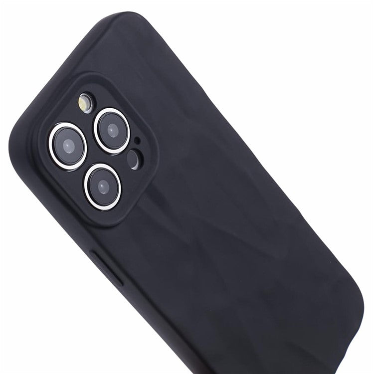 HRX Series For iPhone 14 Pro Max Case Solid Color Wrinkle Protective Back Cover - Black