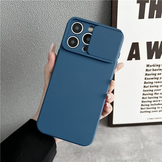 TMT Series for iPhone 14 Pro Max Cell Phone Case Slide Lens Protection TPU Slim-Fit Back Cover - Sapphire