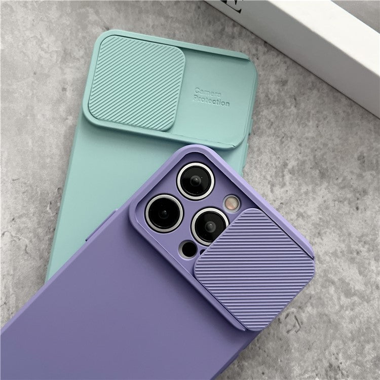 TMT Series for iPhone 14 Pro Max Cell Phone Case Slide Lens Protection TPU Slim-Fit Back Cover - Sapphire
